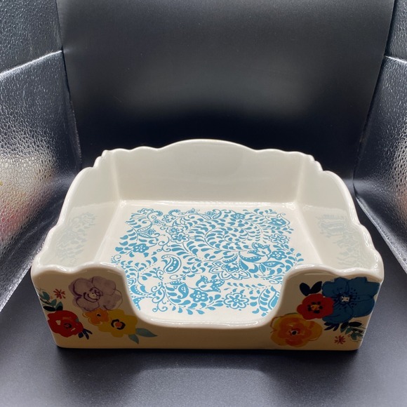 The Pioneer Woman Other - The Pioneer Woman Floral Flea Market Napkin Holder Colorful Ceramic Stoneware